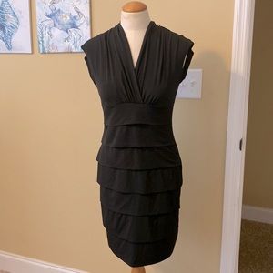 Black Tier Wrap Front Dress